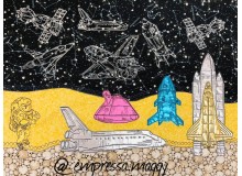 Stickserie - Weltraum Space Line Art